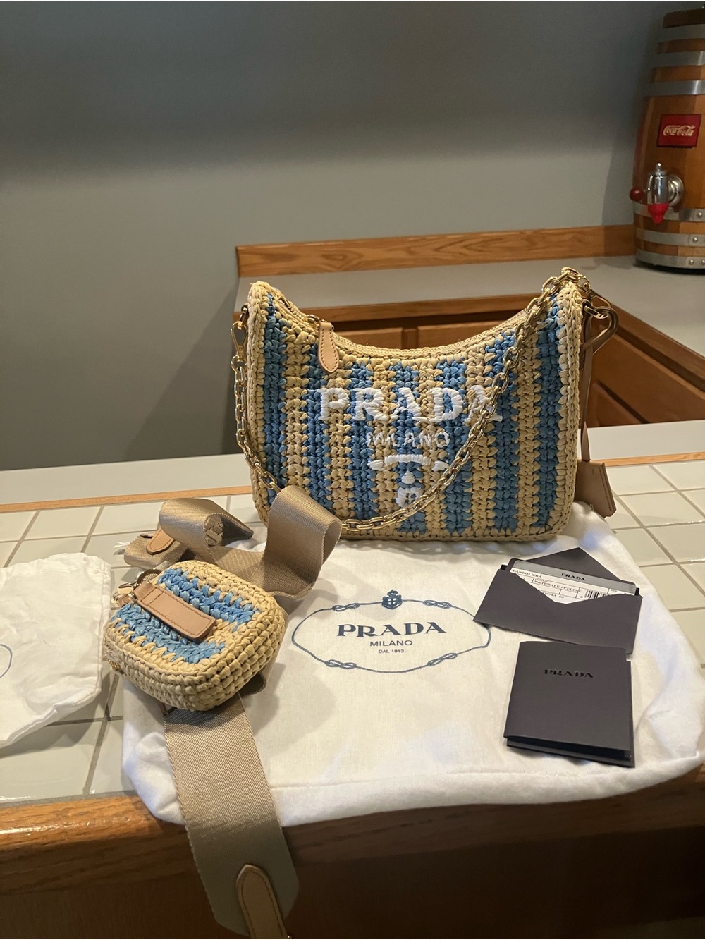 Prada Raffia comes with the additional strap to wear as Crossbody gorgeous! - Picture 2 of 9